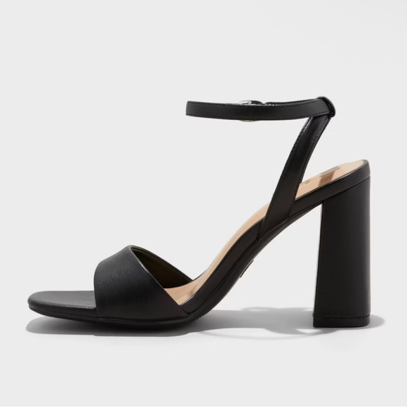 A NEW DAY Haley Black Memory Foam Block Heels Sandals- Size 8 1/2 - Picture 2 of 9